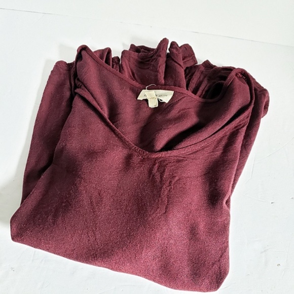 CLOTH & STONE Burgundy Cold Shoulder Top M - Picture 7 of 7